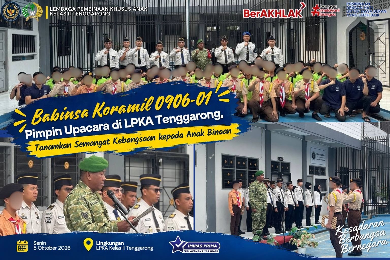 Babinsa Koramil 0906-01 Pimpin Upacara di LPKA Tenggarong, Tanamkan Semangat Kebangsaan