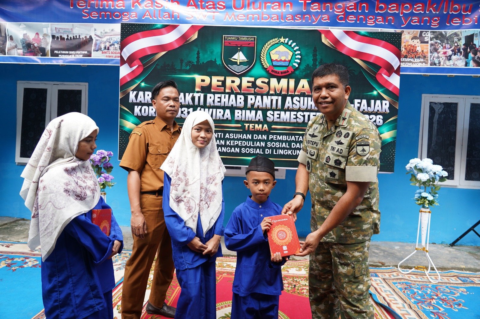 Wujud Nyata Kepedulian TNI, Danrem 031/WB Resmikan Karya Bakti Rehabilitasi Panti Asuhan Al-Fajar Rumbai