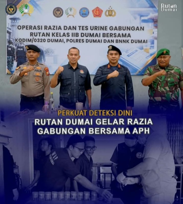 Perkuat Deteksi Dini, Rutan Dumai Gelar Razia Gabungan Bersama APH