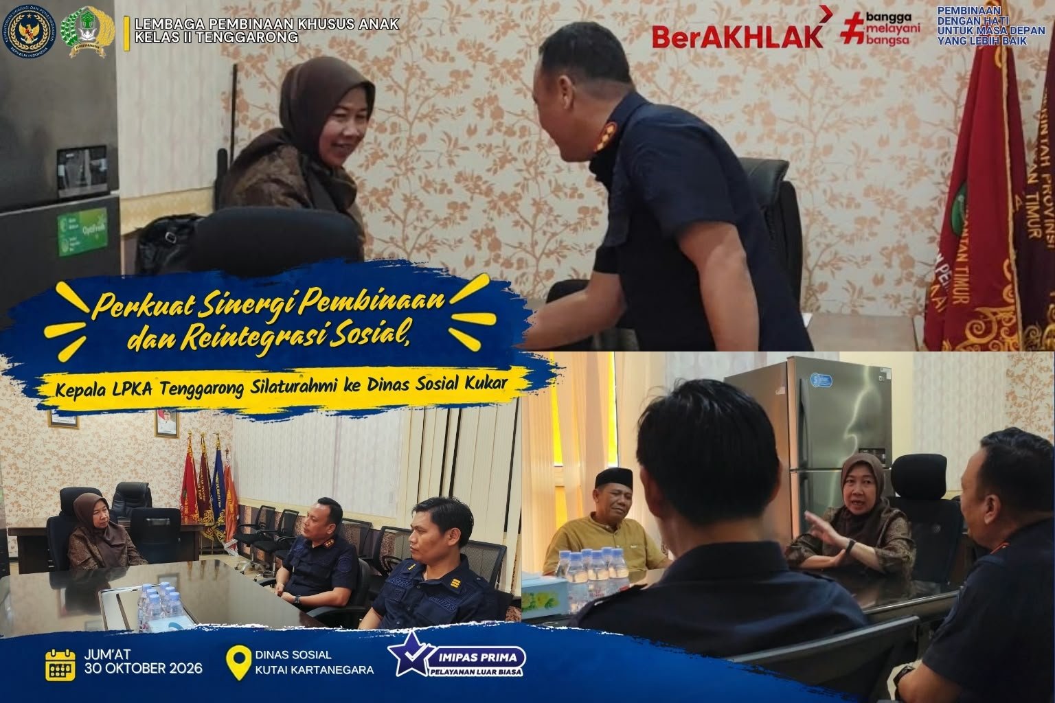 Perkuat Sinergi Pembinaan dan Reintegrasi Sosial, Kepala LPKA Tenggarong Silaturahmi ke Dinas Sosial Kukar