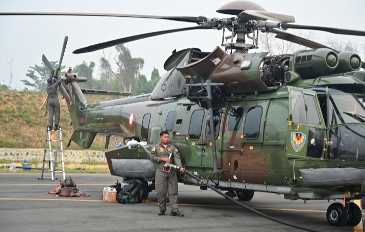 Crew Baru Caracal Satgas Udara Lanud RSN Lakukan Orientasi Wilayah Karhutla